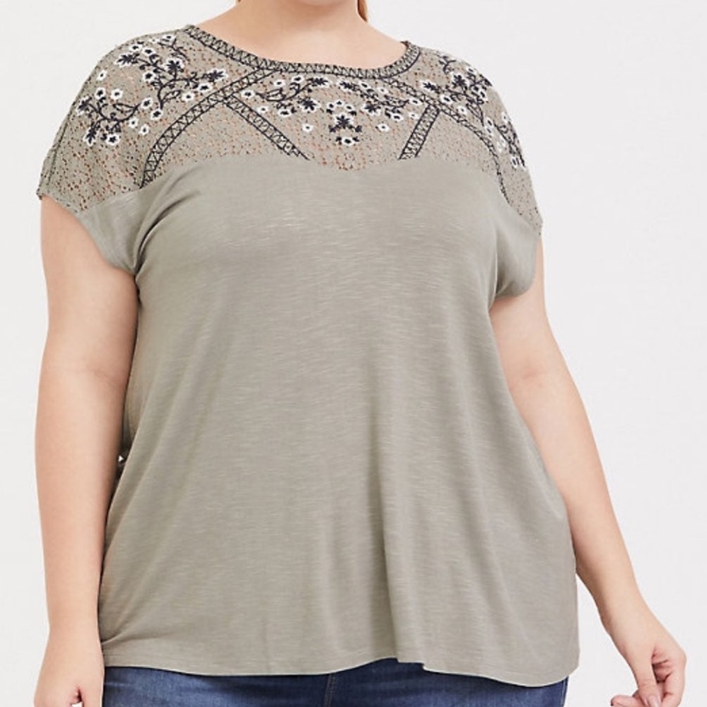 Torrid Sage Green Crochet Top